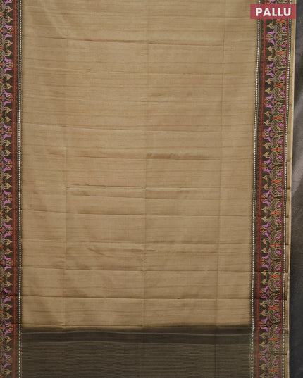 Semi tussar saree elaichi green and sap green with plain body and patola printed border