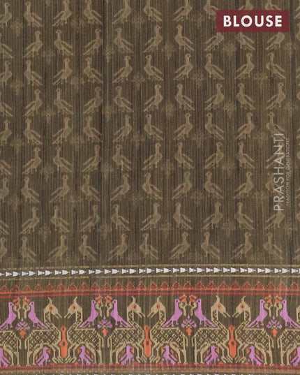 Semi tussar saree elaichi green and sap green with plain body and patola printed border