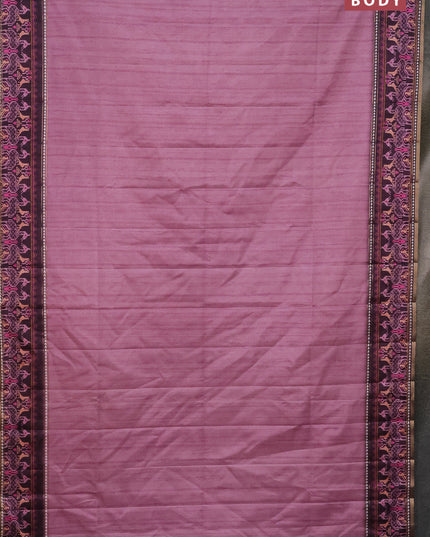 Semi tussar saree mauve pink and wine shade with plain body and patola printed border