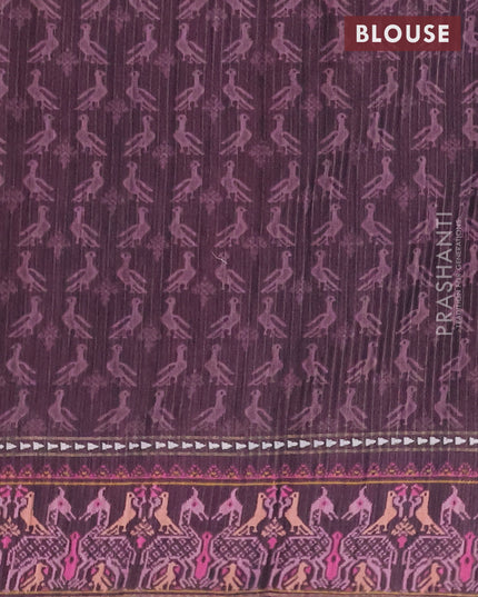 Semi tussar saree mauve pink and wine shade with plain body and patola printed border