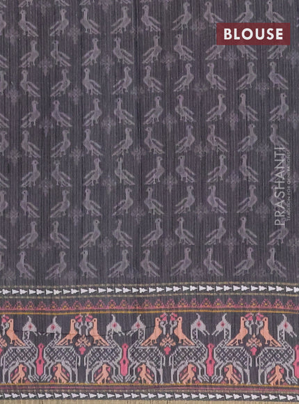 Semi tussar saree grey and dark grey with plain body and patola printed border