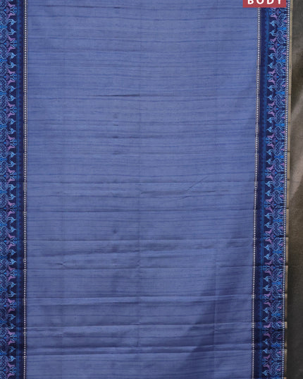 Semi tussar saree blue shade and blue with plain body and patola printed border