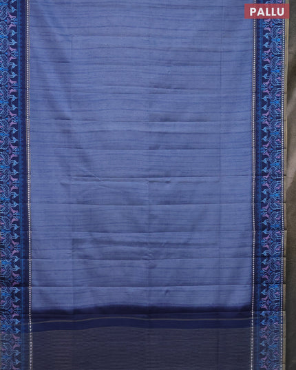 Semi tussar saree blue shade and blue with plain body and patola printed border