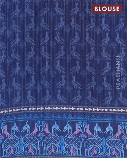 Semi tussar saree blue shade and blue with plain body and patola printed border