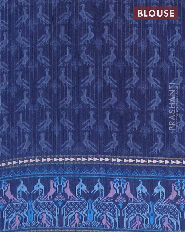 Semi tussar saree blue shade and blue with plain body and patola printed border