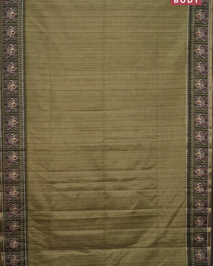 Semi tussar saree pastel green and sap green with plain body and patola printed border