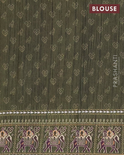 Semi tussar saree pastel green and sap green with plain body and patola printed border