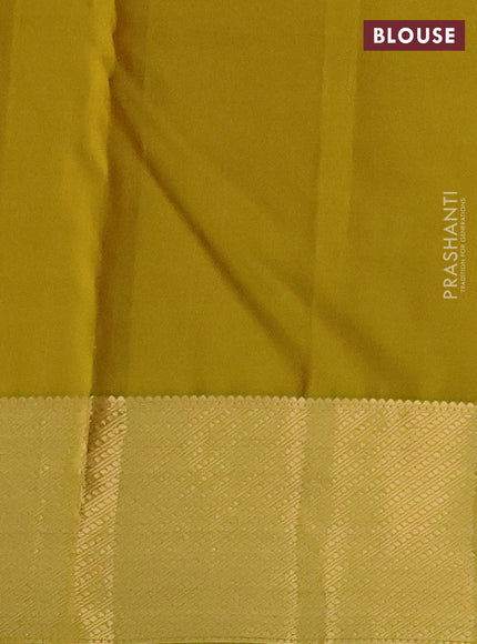 Pure kanchipuram silk saree candy pink and mehendi green with zari woven floral buttas and zari woven border