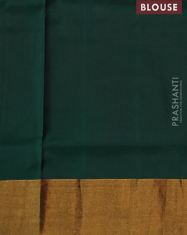 Pure uppada silk saree pink and green with silver & gold zari woven buttas and zari woven border