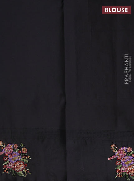 Pure gadwal silk saree red and black with zari woven buttas and temple design embroidery border