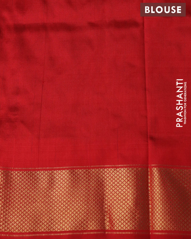 Pochampally silk saree dark blue and red with allover ikat weaves and zari woven border