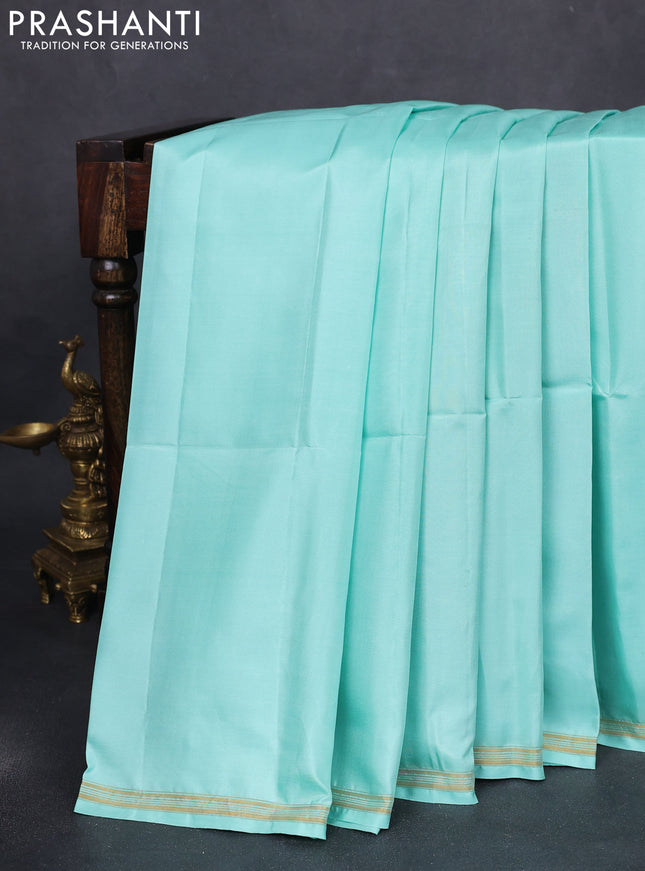Pure soft silk saree teal blue and orange with plain body and kalamkari hand painted pallu