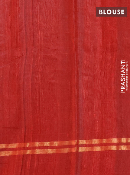 Pure dupion silk saree orange with allover zari weaves and zari woven simple border
