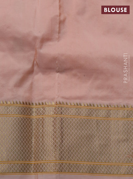 Pure paithani silk saree pale orange with zari woven buttas and zari woven border
