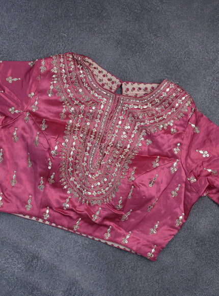 Munga tussar saree pink shade with allover zari weaves and lace work border