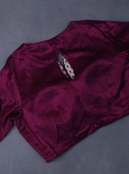 Munga tussar saree purple with allover zari weaves and lace work blue