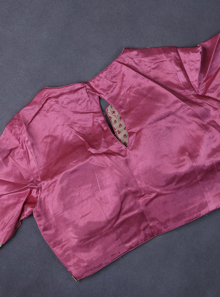 Munga tussar saree mauve pink with allover zari weaves and lace work blue