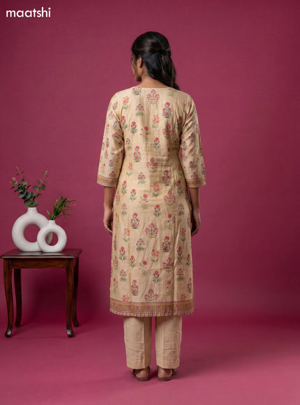 Sandal Cotton Floral Printed & Embroidery Work Straight Suit