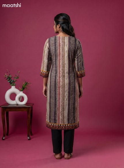 Multi Colour Cotton Ikat Weaves Straight Kurti