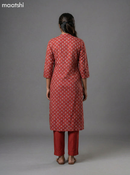 Maroon Modal Printed Straight Suit