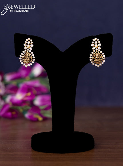 Zircon necklace lakshmi design with cz stones in gold finish