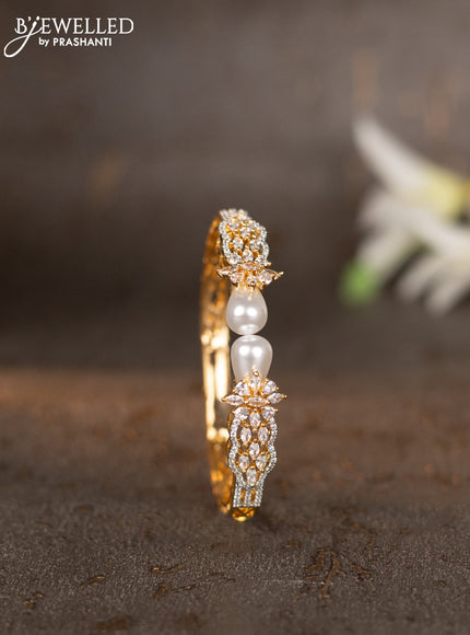 Bracelets with cz stones and pearls in gold finish