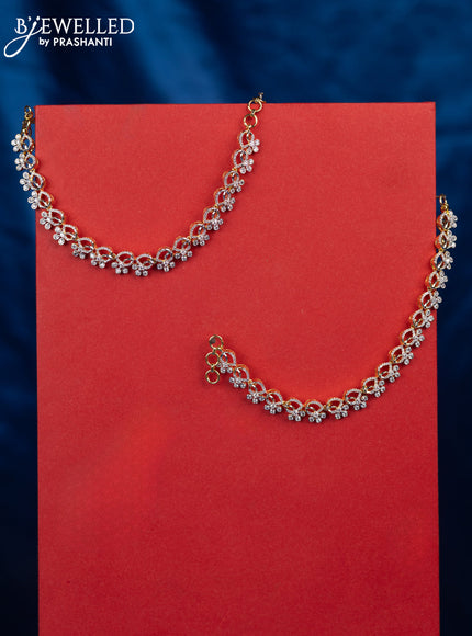 Zircon maatal with cz stones in gold finish