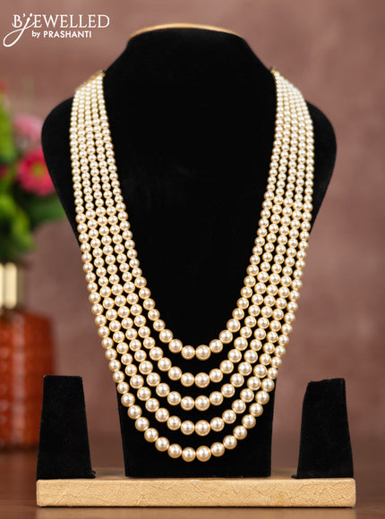 Pearl multi layer necklace with cz stone
