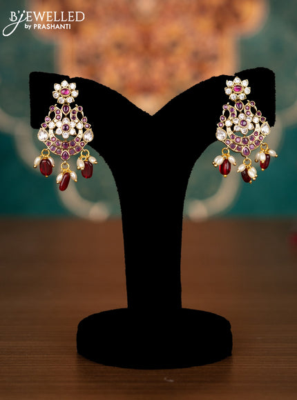 Antique guttapusalu necklace with maroon & kundan stones and pearl & maroon beads hangings