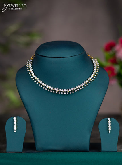 Zircon necklace with cz stones in gold finish