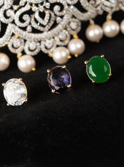 Zircon hip belt with multicolour & cz stones and pearl hangings