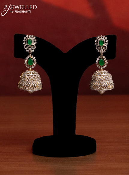 Zircon bridal set removable pendant with emerald & cz stones and pearl hangings