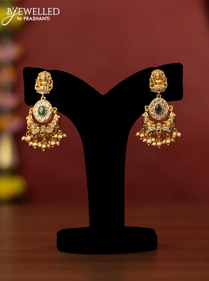 Antique choker lakshmi design with kemp & kundan cz stones and pearl & golden beads hangings