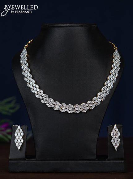 Zircon necklace with cz stones in gold finish