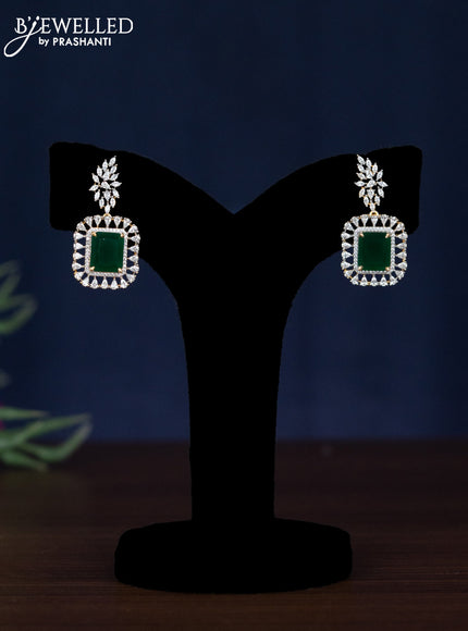 Zircon necklace with emerald and cz stones in gold finish