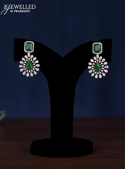Zircon necklace with emerald and cz stones in gold finish
