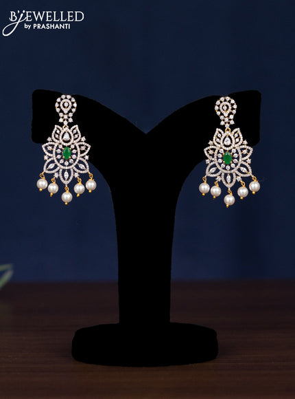 Zircon necklace with emerald and cz stones in gold finish