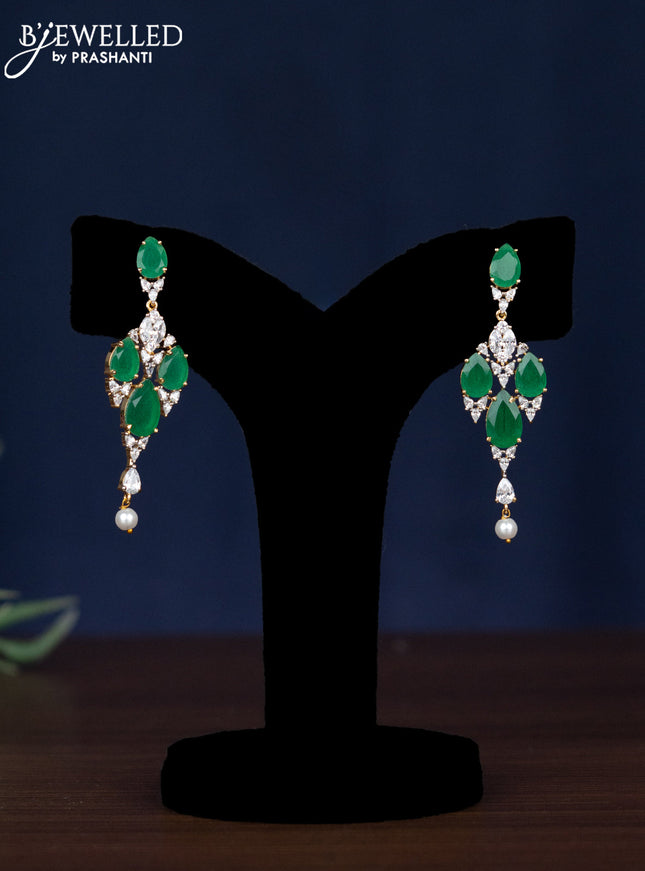 Zircon necklace with emerald & cz stones in gold finish