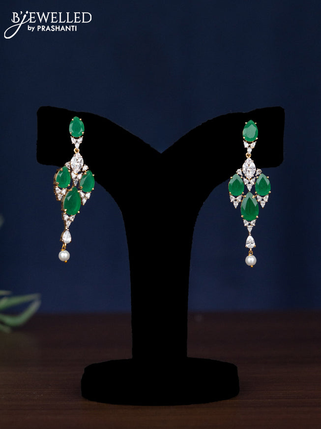 Zircon necklace with emerald & cz stones in gold finish