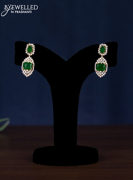 Zircon necklace with emerald and cz stones in gold finish