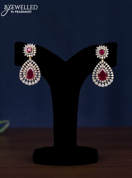 Zircon necklace with ruby and cz stones in gold finish