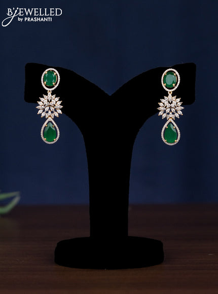 Zircon necklace with emerald and cz stones in gold finish