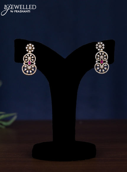 Zircon necklace with ruby and cz stones in gold finish