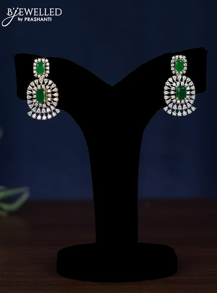 Zircon necklace with emerald and cz stones in gold finish
