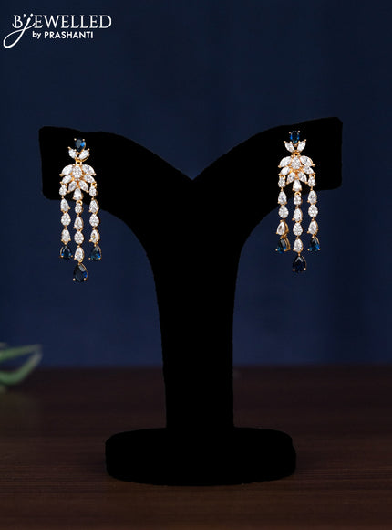 Zircon necklace with sapphire and cz stones in gold finish