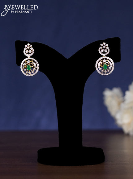 Zircon haaram with emerald and cz stones in gold finish
