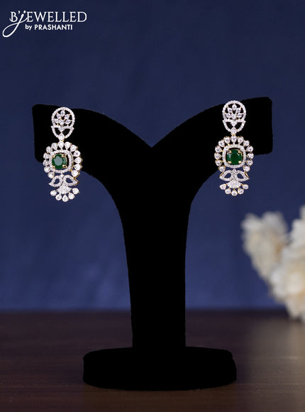 Zircon haaram with emerald and cz stones in gold finish