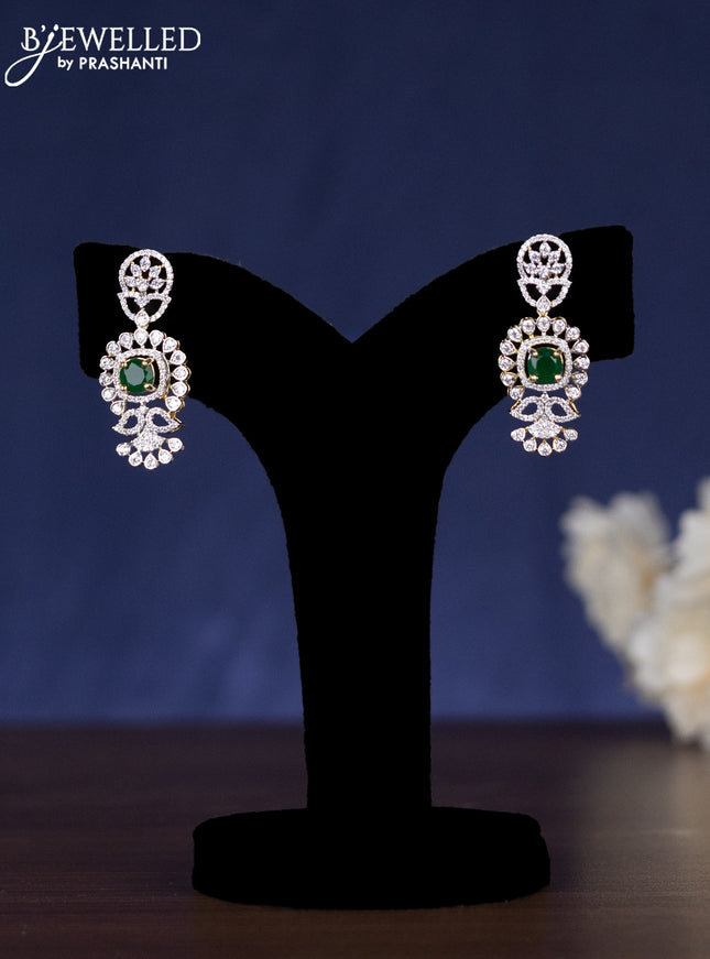 Zircon haaram with emerald and cz stones in gold finish