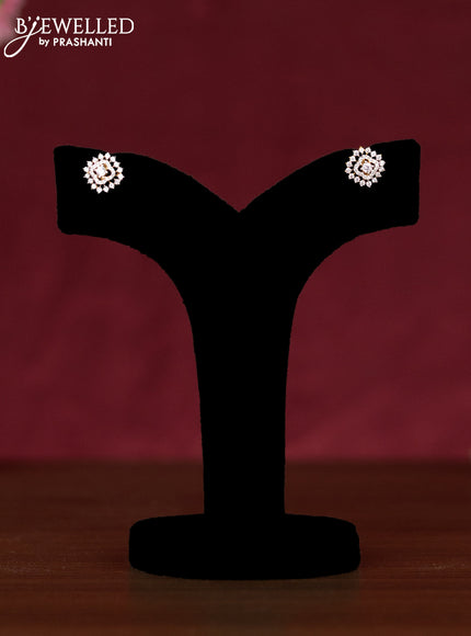 Beaded pink necklace with cz stones side pendant in zircon finish