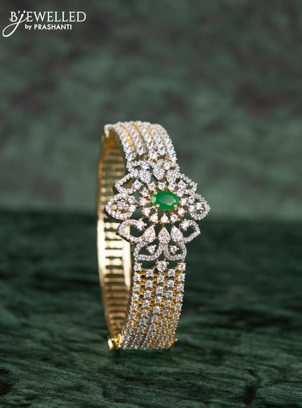 Zircon bracelets with emerald and cz stones in gold finish